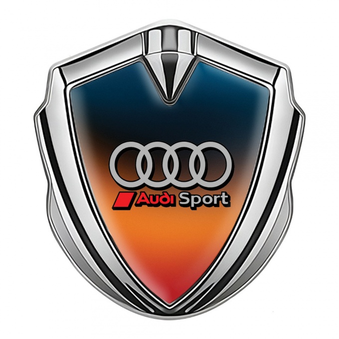 Audi Bodyside Emblem Self Adhesive Silver Gradient Texture Sport Logo
