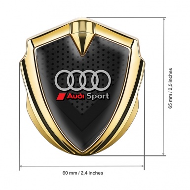 Audi Emblem Badge Self Adhesive Gold Dark Mesh Grey Rings Logo