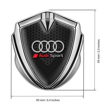 Audi Emblem Badge Self Adhesive Silver Dark Mesh Grey Rings Logo
