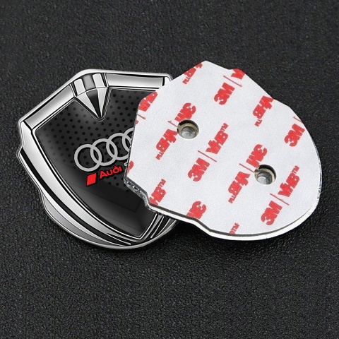 Audi Emblem Badge Self Adhesive Silver Dark Mesh Grey Rings Logo