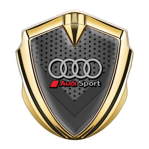 Audi Fender Emblem Badge Gold Light Mesh Grey Arrows Design