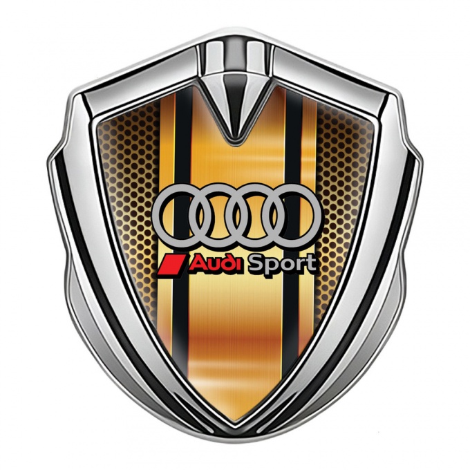 Audi Bodyside Emblem Badge Silver Orange Net Sport Rings Logo