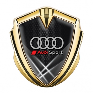 Audi Sport Abzeichen selbstklebend Goldtonfarbe mit Grau Lichter Hintergrund Stil Und Grau Rote Logo