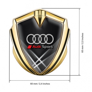 Audi Sport Abzeichen selbstklebend Goldtonfarbe mit Grau Lichter Hintergrund Stil Und Grau Rote Logo