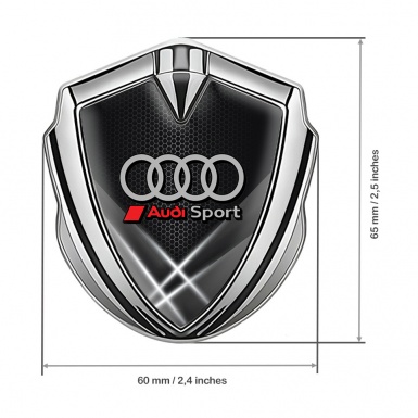 Audi Emblem Car Badge Silver Grey Hex Light Effect Sport Rings