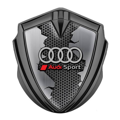 Audi Bodyside Domed Emblem Graphite Broken Steel Dark Hex Edition