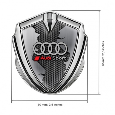 Audi Bodyside Domed Emblem Silver Broken Steel Dark Hex Edition