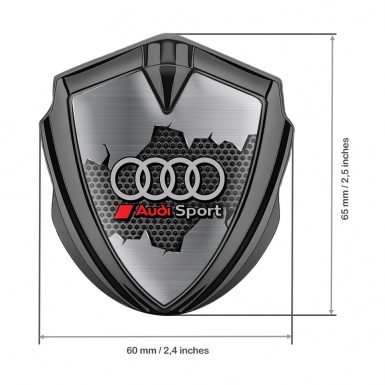 Audi Bodyside Emblem Self Adhesive Graphite Torn Metal Sport Logo