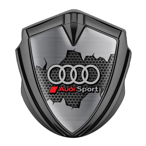 Audi Bodyside Emblem Self Adhesive Graphite Torn Metal Sport Logo