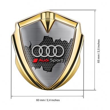 Audi Bodyside Emblem Self Adhesive Gold Torn Metal Sport Logo