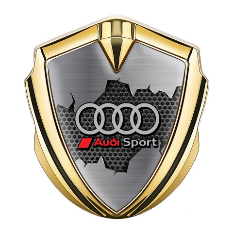 Audi Bodyside Emblem Self Adhesive Gold Torn Metal Sport Logo
