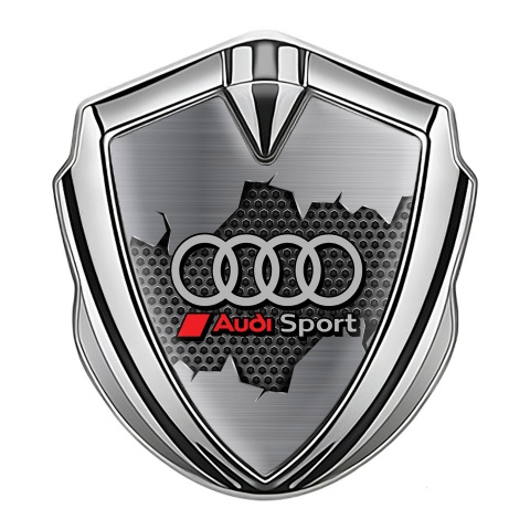 Audi Bodyside Emblem Self Adhesive Silver Torn Metal Sport Logo