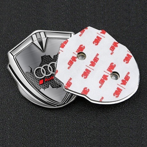 Audi Bodyside Emblem Self Adhesive Silver Torn Metal Sport Logo