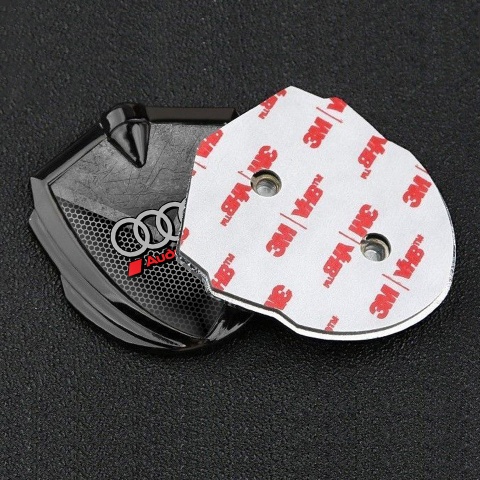 Audi Fender Emblem Badge Graphite Scratched Stone Honeycomb Design
