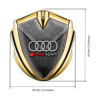 Audi Fender Emblem Badge Gold Scratched Stone Honeycomb Design