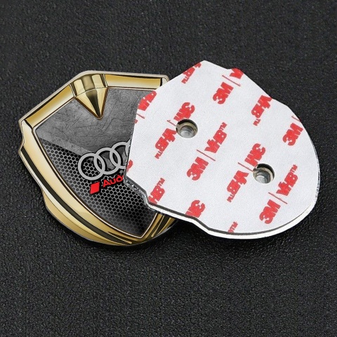 Audi Fender Emblem Badge Gold Scratched Stone Honeycomb Design