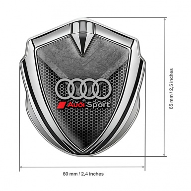 Audi Fender Emblem Badge Silver Scratched Stone Honeycomb Design