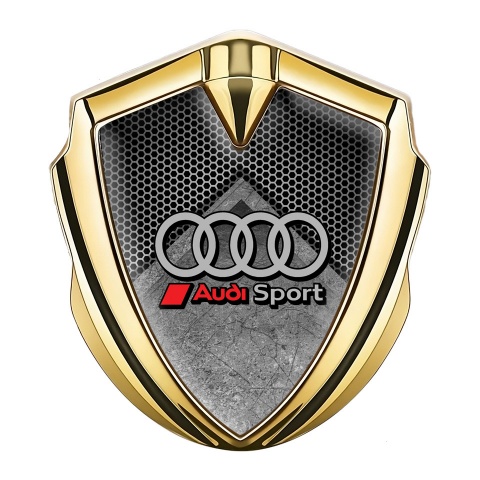 Audi Emblem Trunk Badge Gold Reverse Hex Base Sport Logo