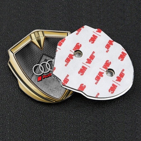 Audi Emblem Trunk Badge Gold Reverse Hex Base Sport Logo