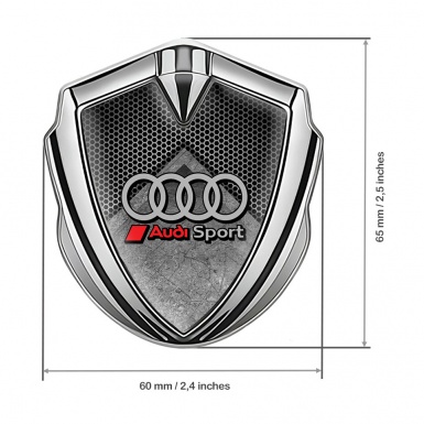 Audi Emblem Trunk Badge Silver Reverse Hex Base Sport Logo