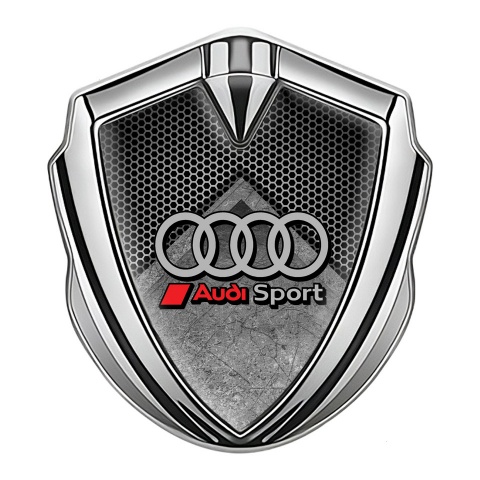 Audi Emblem Trunk Badge Silver Reverse Hex Base Sport Logo