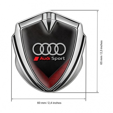 Audi Emblem Self Adhesive Silver Dark Strokes Red Fin Edition