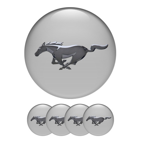Ford Mustang Silicone Stickers Wheel Center Cap Metal Logo Grey