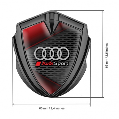 Audi Bodyside Domed Emblem Graphite Metal Grate Sport Logo Red Motif