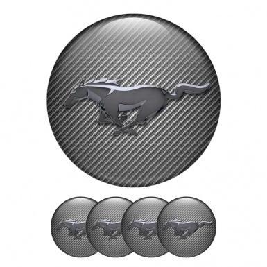 Ford Mustang Stickers Wheel Center Cap Metal Logo Carbon