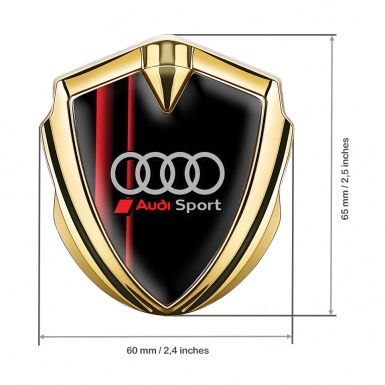 Audi Emblem Car Badge Gold Black Base Red Stripes Sport Rings