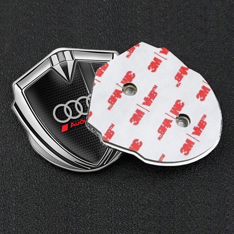 Audi Bodyside Emblem Self Adhesive Silver Black Carbon Sport Motif