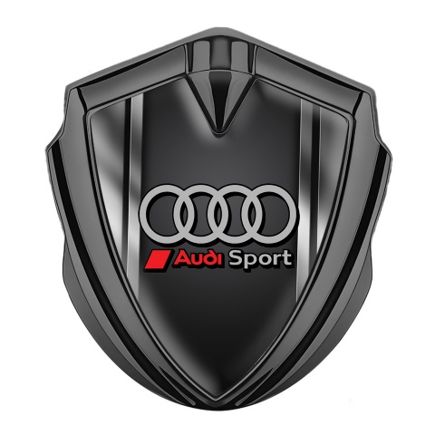 Audi Metal Emblem Self Adhesive Graphite Metal Frame Sport Grey Rings