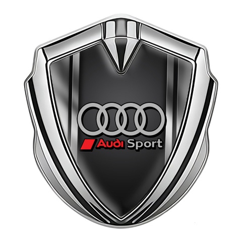 Audi Metal Emblem Self Adhesive Silver Metal Frame Sport Grey Rings