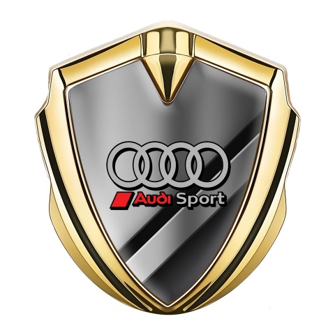 Audi Metal 3D Domed Emblem Gold Polished Metal Sport Design