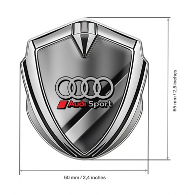 Audi Metal 3D Domed Emblem Silver Polished Metal Sport Design