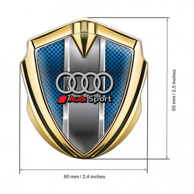 Audi Bodyside Badge Self Adhesive Gold Sapphire Blue Sport Rings