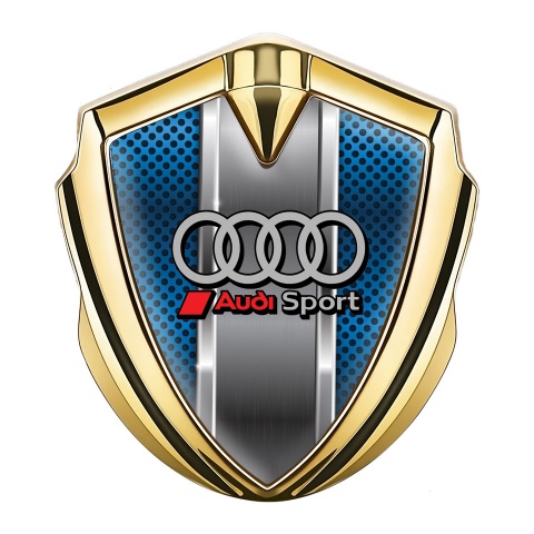 Audi Bodyside Badge Self Adhesive Gold Sapphire Blue Sport Rings