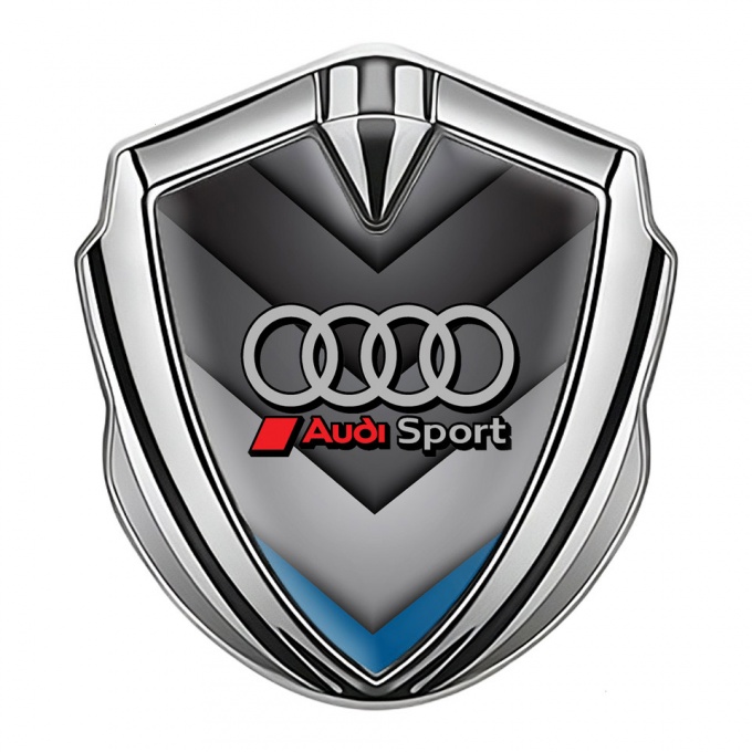 Audi Emblem Badge Self Adhesive Silver Strike Elements Sport Racing
