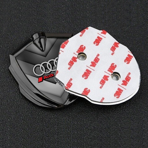 Audi Emblem Fender Badge Graphite Greyscale Arrows Red Sport Edition