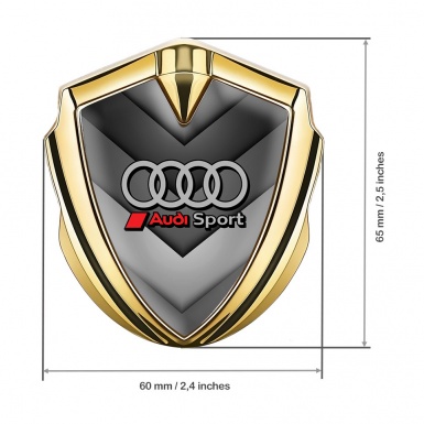 Audi Emblem Fender Badge Gold Greyscale Arrows Red Sport Edition