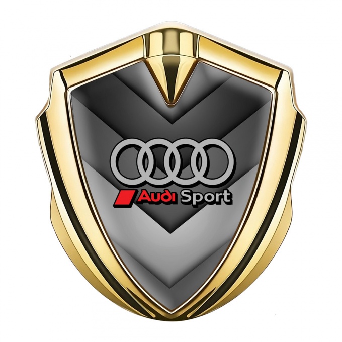 Audi Emblem Fender Badge Gold Greyscale Arrows Red Sport Edition