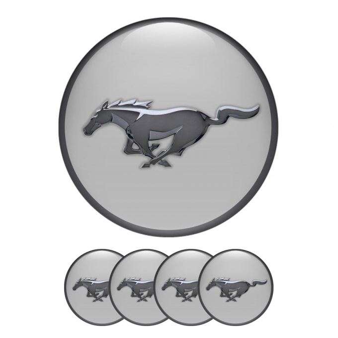 Ford Mustang Silicone Stickers Metal Logo Grey with Ring
