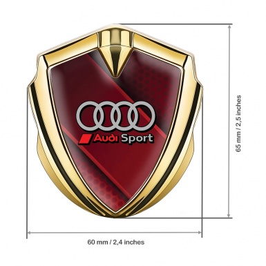 Audi Emblem Trunk Badge Gold Red Line Sport Rings Logo Design