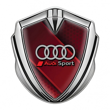 Audi Emblem Trunk Badge Silver Red Line Sport Rings Logo Design