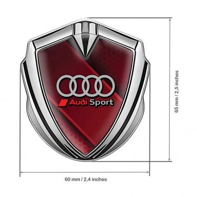 Audi Emblem Trunk Badge Silver Red Line Sport Rings Logo Design