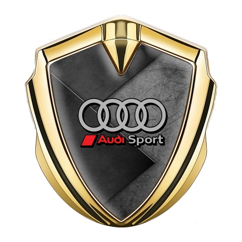 Audi Emblem Self Adhesive Gold Tarmac Texture Racing Rings Edition