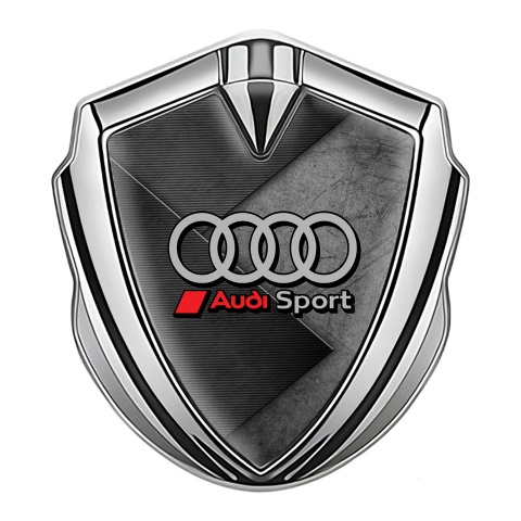 Audi Emblem Self Adhesive Silver Tarmac Texture Racing Rings Edition