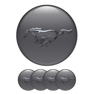 Ford Mustang Silicone Stickers Wheel Center Cap Metal Logo Dark Grey