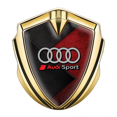 Audi Bodyside Emblem Badge Gold Red Stone Surface Sport Rings
