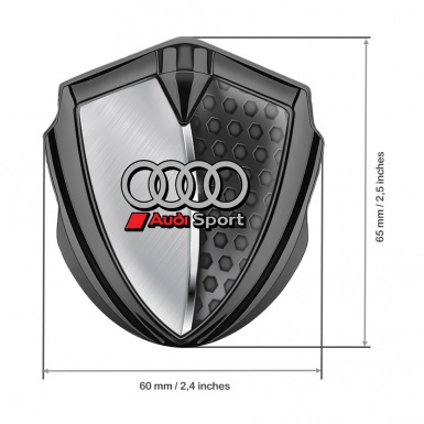 Audi Trunk Emblem Badge Graphite Brushed Half Plate Sport Red Logo